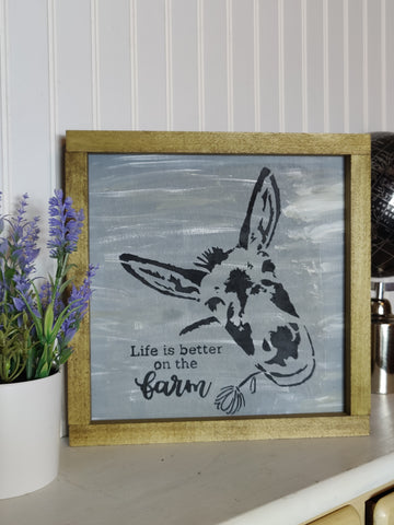 Framed Donkey handpainted sign