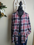 red & blue coffee addict flannel