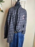 Black and Gray Flannel.  Size Large.  Mama in Leopard Block Letters.