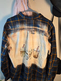 Adult Size Large Flannel -  Blue - Cat Mom coffee drinks