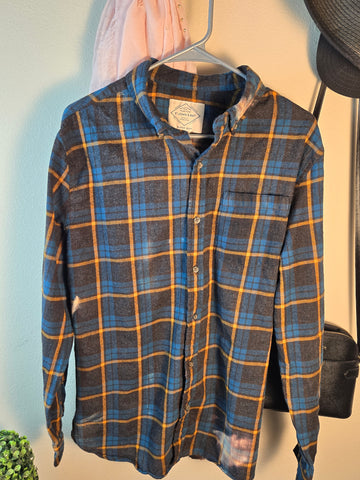 Adult Size Large Flannel -  Blue - Cat Mom coffee drinks
