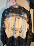 Adult Size Large Flannel -  Blue - Cat Mom coffee drinks