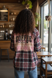 red & blue coffee addict flannel