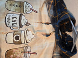 Adult Size Large Flannel -  Blue - Cat Mom coffee drinks