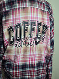 red & blue coffee addict flannel