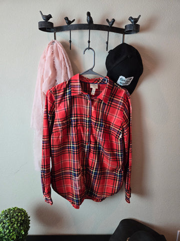 Adult Size Large Flannel -  Coral - Retired Grandma