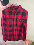 Bleached Upcycled Flannel.  Size XS.  Lets go camping