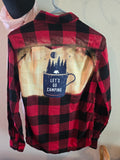 Bleached Upcycled Flannel.  Size XS.  Lets go camping