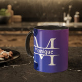 Monogram mug with colorful background