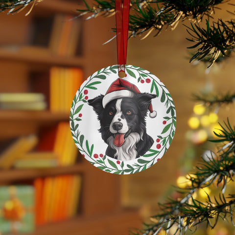 Border Collie Metal Ornament - 2 sided