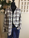 Gray bleached flannel.  Size Large.  My greatest blessings call me Nana.