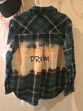 Girls Size 7 Green Bleached Flannel Size 7 - The Red Robin Studio