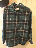 Girls Size 7 Green Bleached Flannel Size 7 - The Red Robin Studio