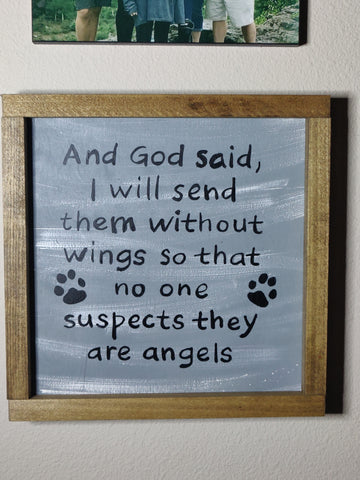 Angel Pets Handpainted Wood Sign