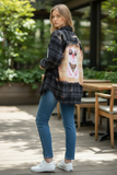 Black Bleached Flannel with Cute Pig. Size Small