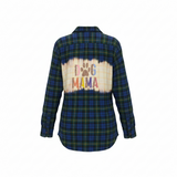 Blue and Green Bleached Flannel.  Dog Mama. Size XXL - The Red Robin Studio