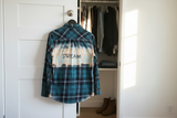 Girls Size 7 Green Bleached Flannel Size 7 - The Red Robin Studio