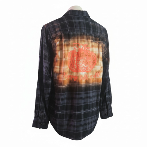 Black Bleached Flannel with Pumpkin. Size XS