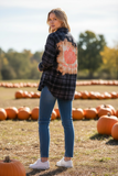 Black Bleached Flannel with Pumpkin. Size XS