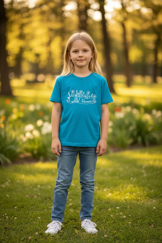 I am a wildflower.  Teal Youth Tee.
