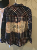 Girls Size 7 Blue & Purple Bleached Flannel Size 7 - The Red Robin Studio