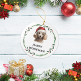 Poodle Ceramic Holiday Ornament
