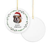 Bulldog Ceramic Holiday Ornament