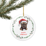 French Bulldog Ceramic Holiday Ornament