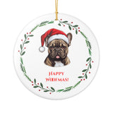 French Bulldog Ceramic Holiday Ornament