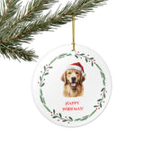 Golden Retriever Ceramic Holiday Ornament