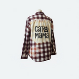 Plaid shirt with 'Cat Mama' text on a white background