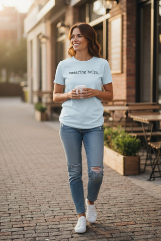 Swearing helps Tee.  Size XL.  Teal Tie dye.