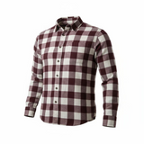 Plaid shirt with red and white pattern on a white background