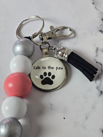 Beaded Keychain or Bag Charm - Talk to the Paw