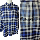Adult Size Medium Blessed Flannel -  Blue