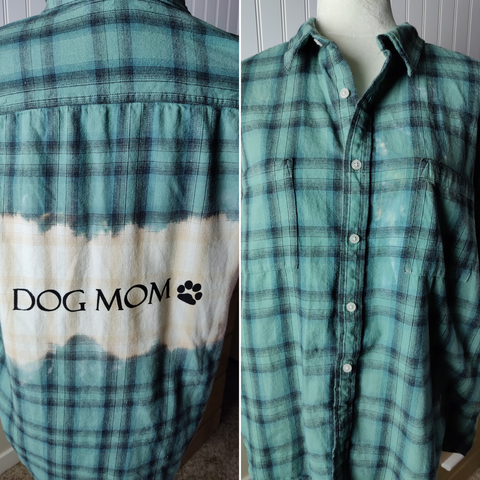Adult Size XL Dog Mom Flannel -  Green