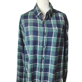 Green, Blue and White Grateful X Large Upcycled Flannel