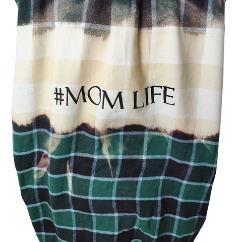 Green and Black Upcycled #Mom Life Flannel